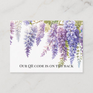 Elegant purple watercolor wisteria QR code wedding Enclosure Card