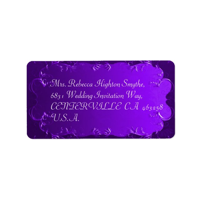 Elegant Purple Wedding Address Label (Front)
