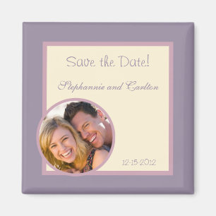 Elegant Purple Wedding Announcement Magnet