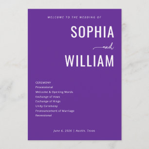 Elegant Purple Wedding Ceremony Programme