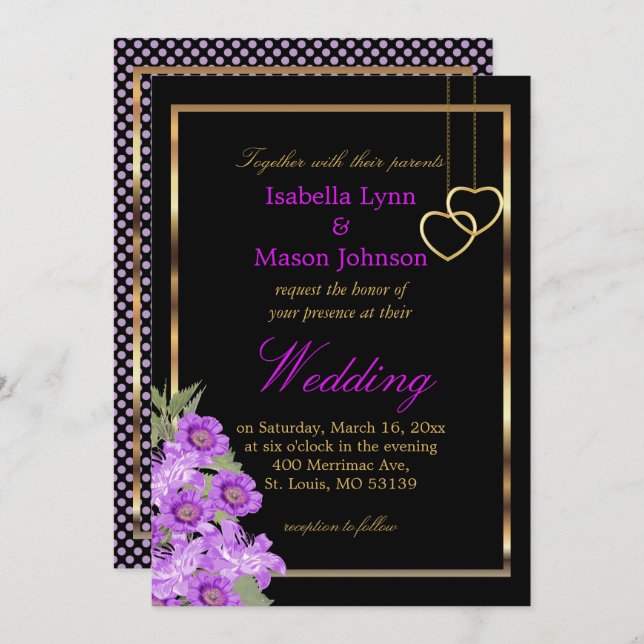 Elegant Purple Wedding Flower Invitation (Front/Back)