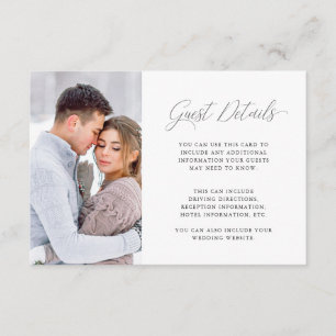 Elegant Purple Wedding Guest Details with Photo Enclosure Card