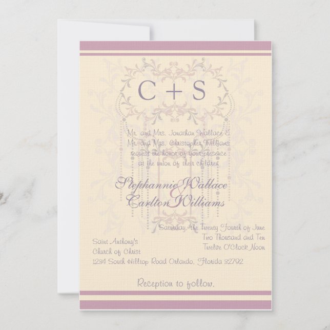 Elegant Purple Wedding Invitation (Front)