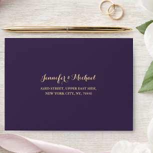 Elegant Purple Wedding Party Return Address RSVP Envelope