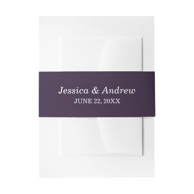Elegant Purple Wedding Personalised Invitation Belly Band (Front Example)