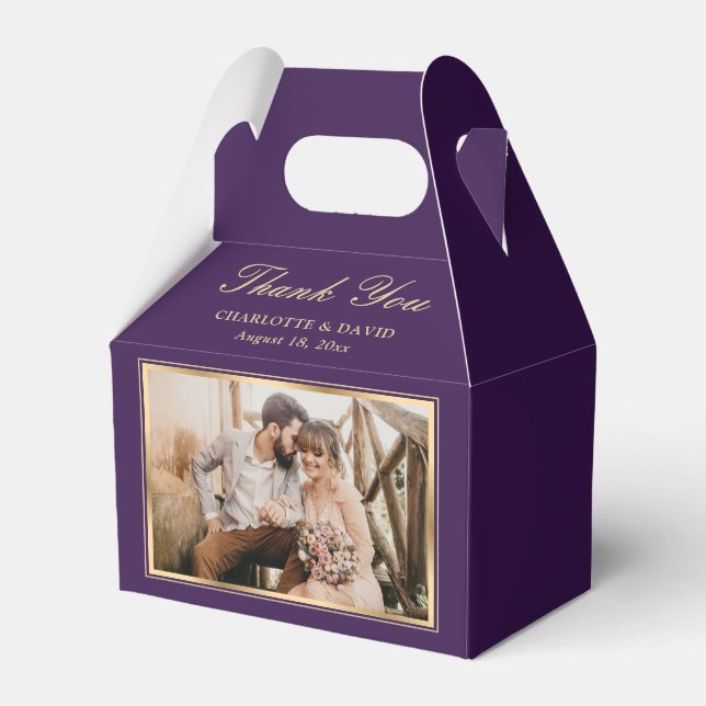 Elegant Purple Wedding Photo Thank You Favour Box (Back Side)