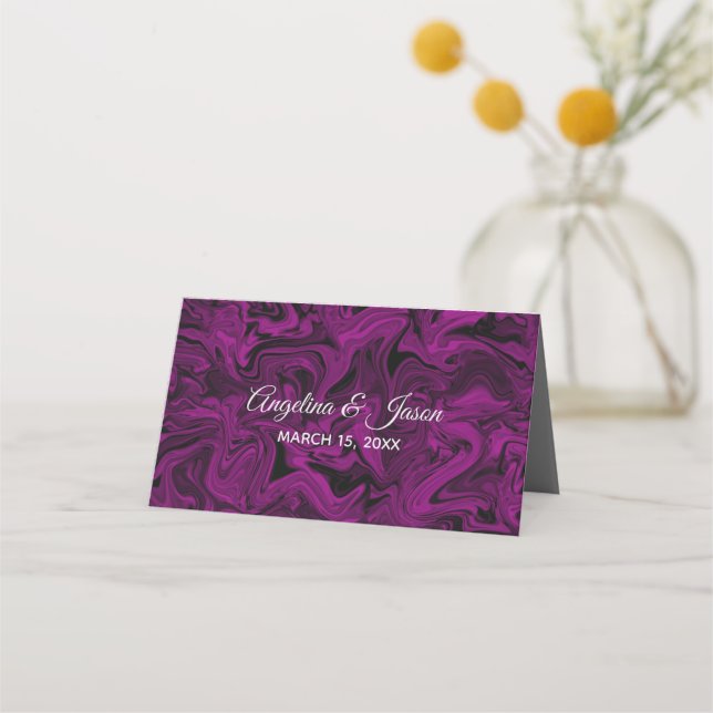 Elegant Purple Wedding Place Card (Back)