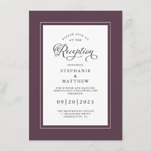 Elegant Purple Wedding Reception Chic Borders Enclosure Card