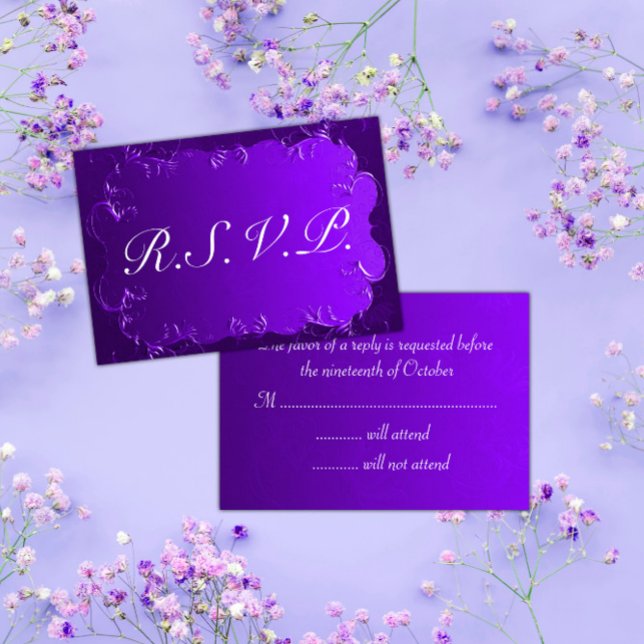 Elegant Purple Wedding RSVP Card (Creator Uploaded)
