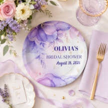 Elegant Purple Wedding Shower Party Plate