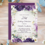 Elegant Purple White Floral Glitter 21st Birthday Invitation<br><div class="desc">Elegant 21st birthday party invitation for women with pretty white and purple hand-painted flowers and sage green leaves accented with gold glitter. Personalised with a name and all of your party information. Contact me for assistance with your customisations or to request additional matching Zazzle products for your party.</div>