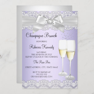 Elegant Purple White Lace Champagne Brunch Invite