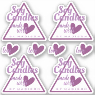Elegant Purple White Made with Love Heart Candles