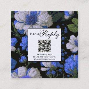 Elegant purple white silver floral QR code Enclosure Card