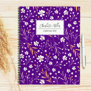 Elegant Purple Wild Flowers Personalized Name Notebook