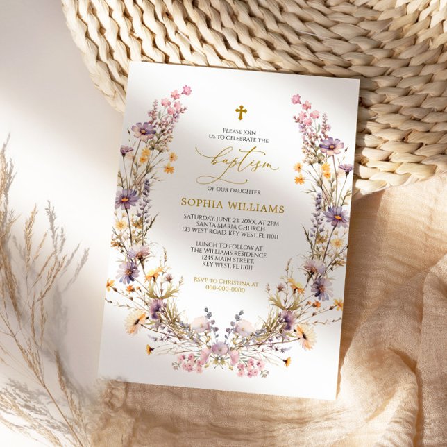 Elegant Purple Wildflower Baptism Invitation (Creator Uploaded)