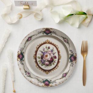 Elegant purple wildflower Floral Ceramic Wedding Paper Plate