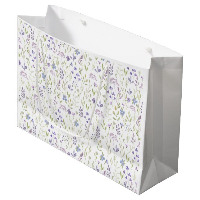 Elegant Purple Wildflower Large Gift Bag (Front Angled)