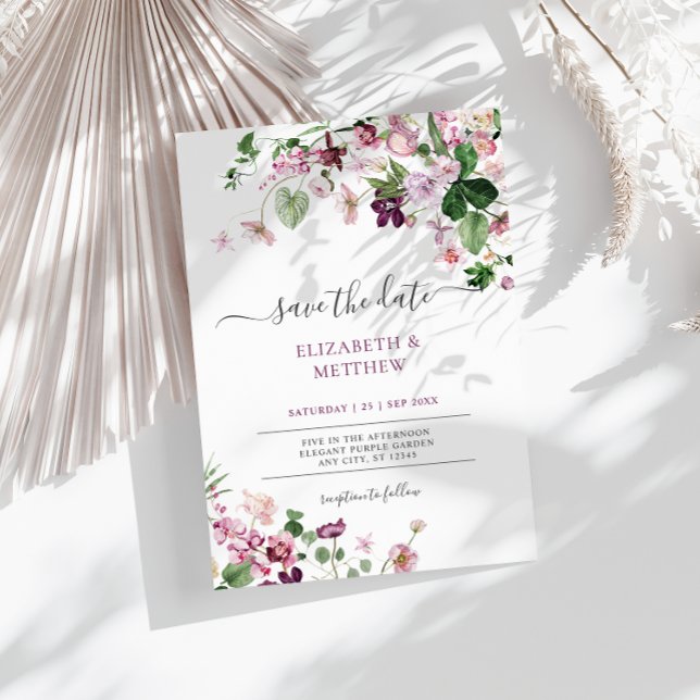 Elegant Purple Wildflowers Wedding Invitation (Creator Uploaded)