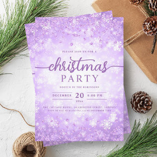 Elegant Purple Winter Diamonds Christmas Invitation