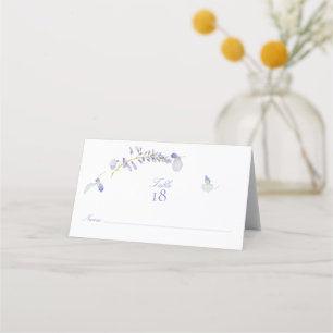 Elegant Purple Wisteria Floral Script Table Number Place Card