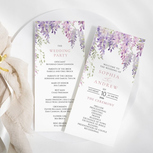 Elegant Purple Wisteria Flowers  Wedding Programs Programme (Creator Uploaded)