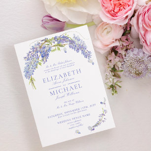 Elegant Purple Wisteria Script Formal Regency Invitation
