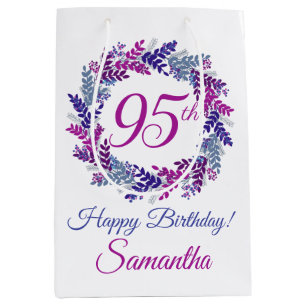 Elegant Purple Wreath 95th Birthday Medium Gift Bag