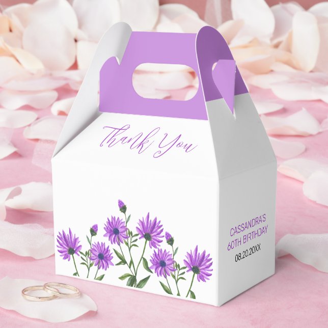 Elegant Purple Xeranthemum Floral Thank You Favour Box (Wedding)