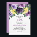 Elegant Purple Yellow Floral 18th Birthday Invitation<br><div class="desc">Elegant botanical 18th birthday party invitation for women with pretty purple and yellow watercolor flowers and greenery.  Personalised with your own text.</div>
