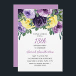 Elegant Purple Yellow Floral 18th Birthday Invitation<br><div class="desc">Elegant botanical 18th birthday party invitation for women with pretty purple and yellow watercolor flowers and greenery.  Personalised with your own text.</div>