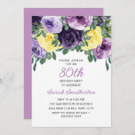 Elegant Purple Yellow Floral 80th Birthday Invitation<br><div class="desc">Elegant botanical 80th birthday party invitation for women with pretty purple and yellow watercolor flowers and greenery.  Personalised with your own text.</div>