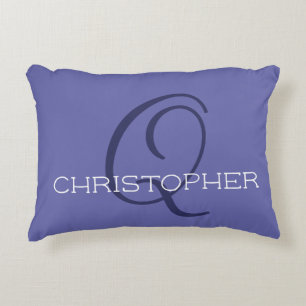 Elegant Q Initial Name Blue Stylish Chic Decorative Cushion