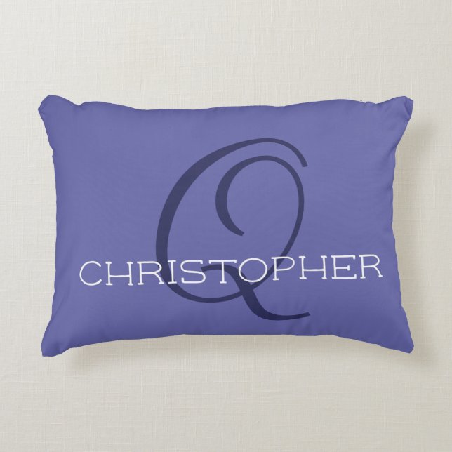 Elegant Q Initial Name Blue Stylish Chic Decorative Cushion (Front)