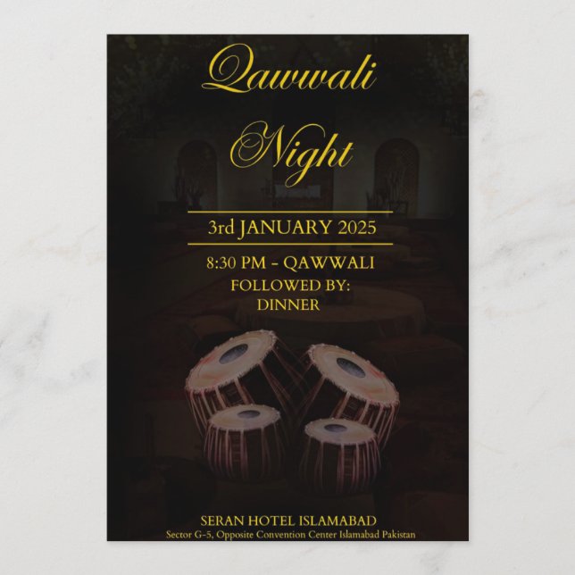 Elegant Qawwali Night Invitation Card (Front)