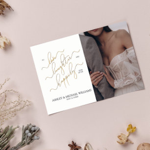 Elegant QR Code 3 Photo Script Happily Ever After Invitation
