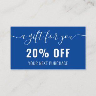 Elegant QR Code Business Promo Loyalty Blue White Discount Card
