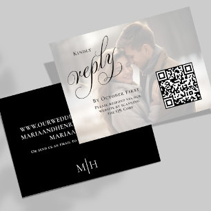 Elegant QR Code Calligraphy RSVP Photo Enclosure Card