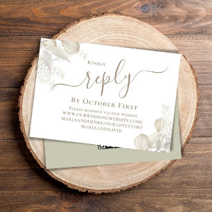 Elegant QR Code Calligraphy RSVP Sage Greenery Enclosure Card