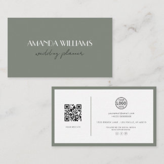 Elegant QR Code Card Social Grass Business Card