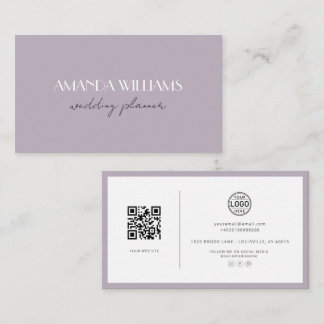 Elegant QR Code Card Social Lavender Business Card