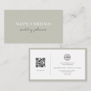 Elegant QR Code Card Social Matcha Business Card