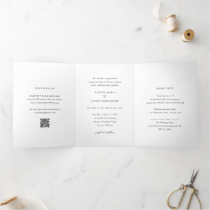 Elegant QR Code Classic Wedding Tri-Fold Invitation