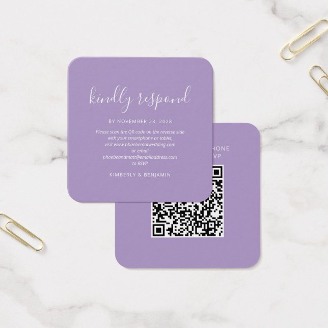 Elegant QR Code Contactless Wedding RSVP Mini Card (Office)