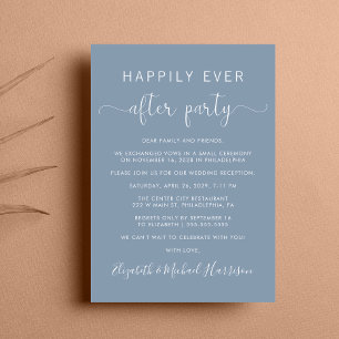 Elegant QR Code Dusty Blue Wedding Reception Invitation