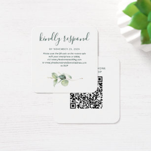 Elegant QR Code Eucalyptus RSVP Enclosure Card