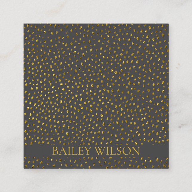 Elegant QR code golden dots pattern modern  Square Business Card (Front)