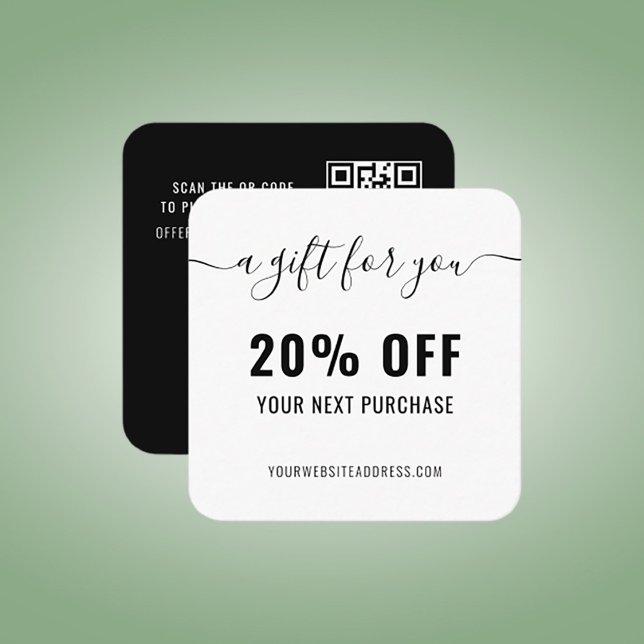 Elegant QR Code Loyalty Business Promo Black White Discount Card (Creator Uploaded)