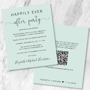 Elegant QR Code Mint Wedding Reception Invitation