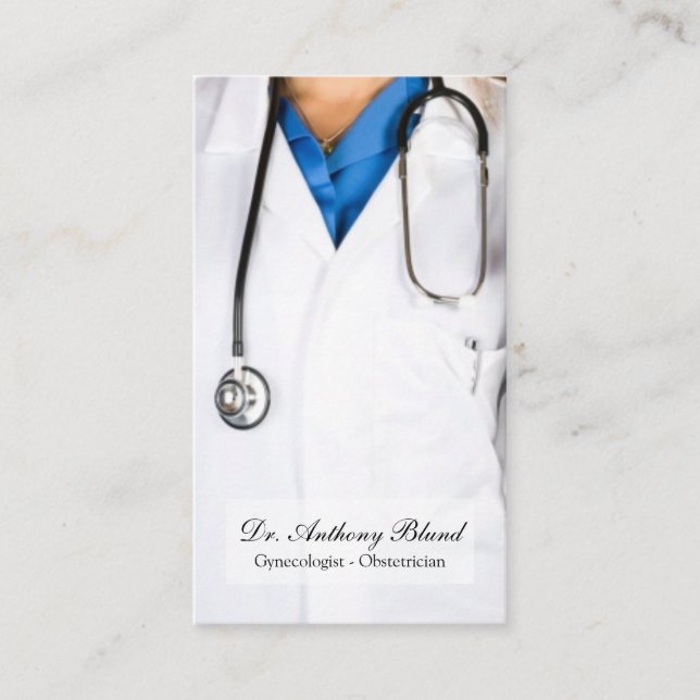 Elegant QR code OBGYN Obstetrician Gynaecologist Business Card (Front)